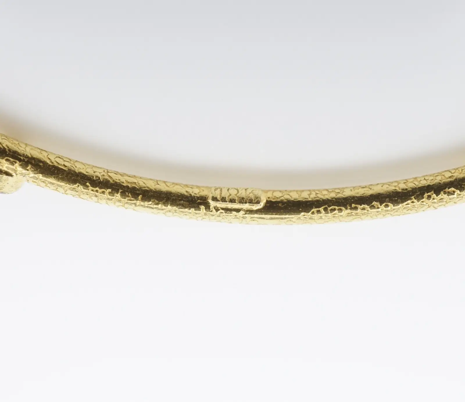 18k Diamond Station Bangle Bracelet Yellow Gold 7.5" Textured Vintage, view 6