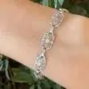 Art Deco Diamond Filigree Panel Bracelet, 14k White Gold, view 3