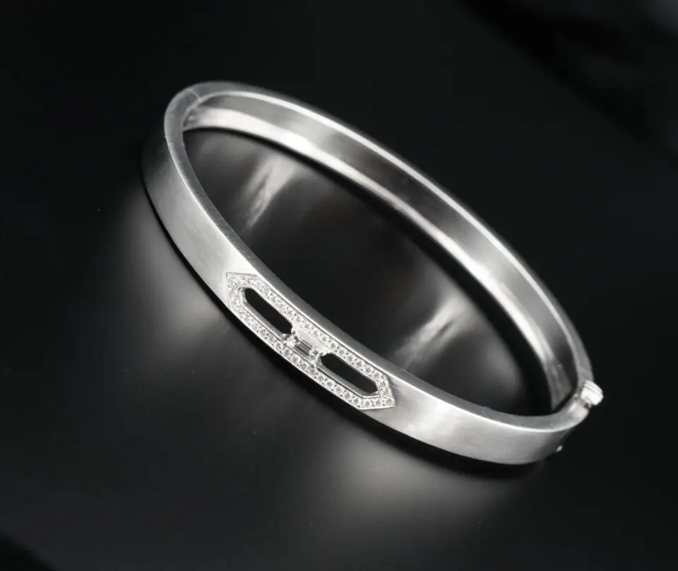 Penny Preville Openwork Diamond Hinged Bangle, 18k White Gold