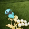 Vintage Turquoise and Pearl Flower Spray Brooch, 14k Yellow Gold, view 3