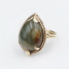 Vintage Ming's Jade Ring Bi-Color 14k Yellow Gold Size 5.5 13mm, view 1