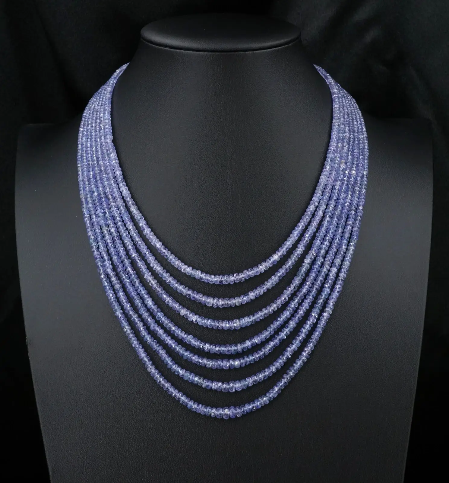 Vintage Tanzanite Seven-Strand Necklace, 300 Ctw, 18k White Gold, view 2