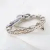 Antique Diamond and Sapphire Wreath Bow Brooch, 14k White Gold, view 4