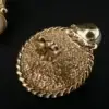 Vintage Roman Coin Style Pearl Drop Earrings, 14k Yellow Gold, view 5