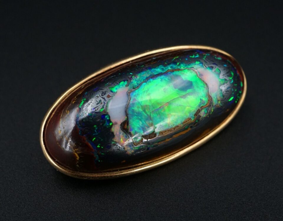 Antique Yowah Nut Opal Brooch, 30 Ct, 14k Yellow Gold, view 2
