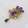 Vintage Amethyst, Diamond and Seed Pearl Pendant Brooch, 14k Gold, view 2