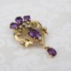 Vintage Amethyst, Diamond and Seed Pearl Pendant Brooch, 14k Gold, view 1