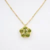 Estate Italian Peridot Flower Pendant Necklace, 18k Yellow Gold, view 2