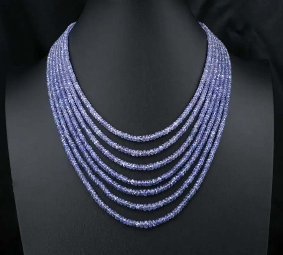 Vintage Tanzanite Seven-Strand Necklace, 300 Ctw, 18k White Gold