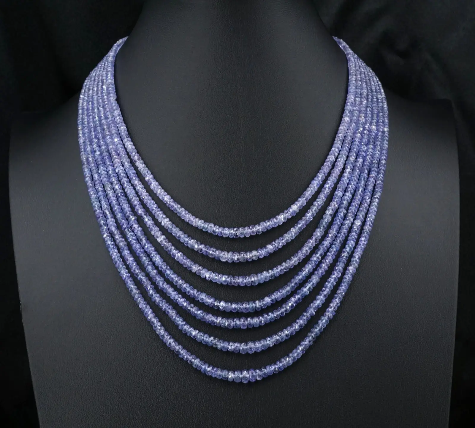 Vintage Tanzanite Seven-Strand Necklace, 300 Ctw, 18k White Gold, view 1
