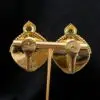 Watermelon Tourmaline Clip Earrings Artisan 18k Yellow Gold 1.8", view 3
