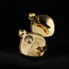 Watermelon Tourmaline Clip Earrings Artisan 18k Yellow Gold 1.8", view 5