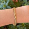 Estate 14k Diamond Tennis Bracelet Slant Link 2ctw Yellow Gold 6.75 inch - view 2