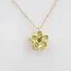 Estate Italian Peridot Flower Pendant Necklace, 18k Yellow Gold, view 3