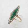 Antique Natural Emerald and Diamond Navette Halo Ring, 1 Ct, view 3