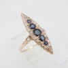 Antique Natural Sapphire and Diamond Navette Halo Ring, 1 Ct, Rose Gold, view 2