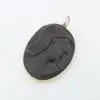 Vtg Wesley Emmons 14k Yellow Gold High Relief Carved Lava Cameo Pendant, view 1