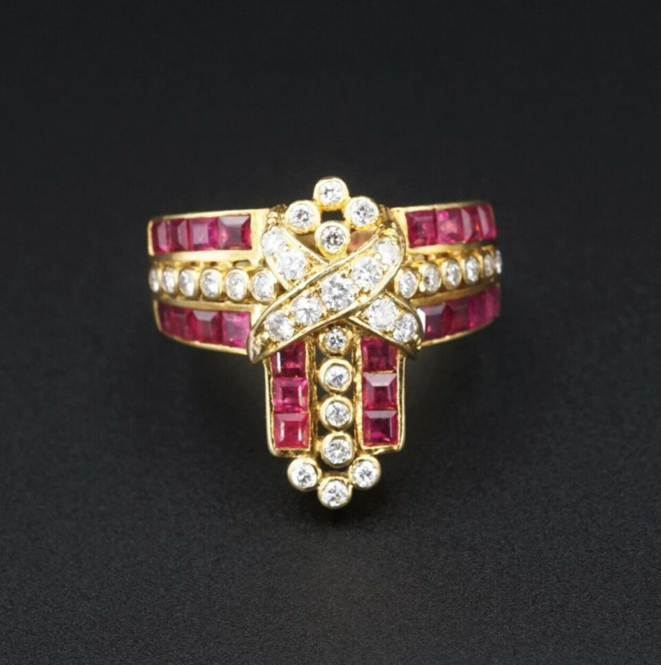 Ruby and Diamond Cocktail Ring, 18k Yellow Gold