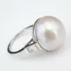 Vintage Mabe Pearl Diamond Ring Platinum Size 6.75 15 mm, view 1