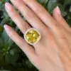 18k Palmiero 20ct Green Beryl Yellow Diamond Halo Cocktail Ring Size 7.5, view 2