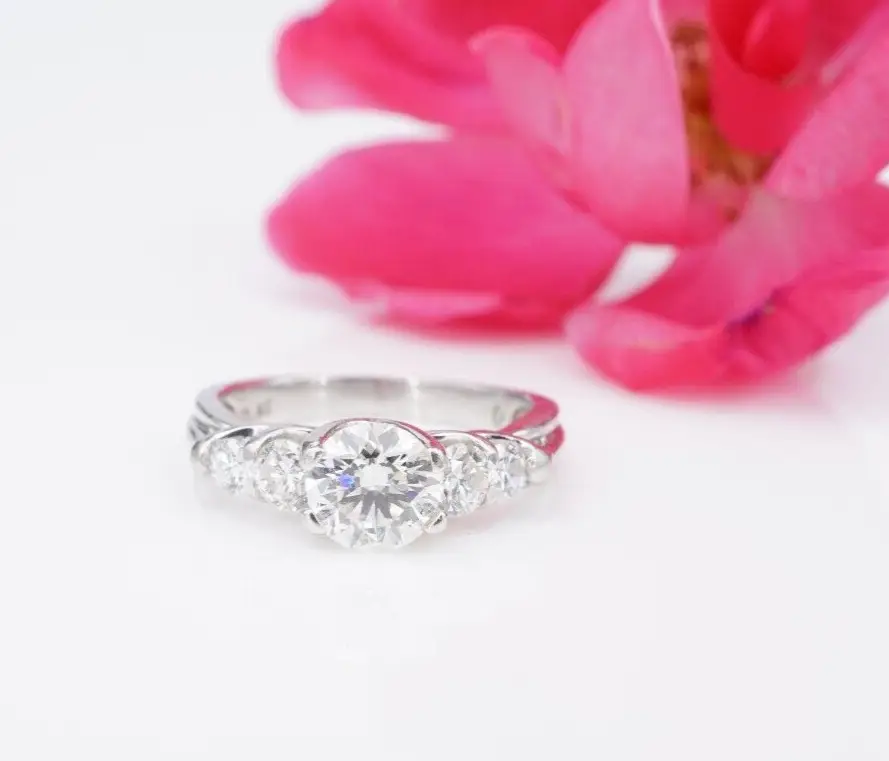 Platinum Hearts Arrows Diamond Engagement Ring 1ct H SI1 AGS Cert Size 6 RG4562